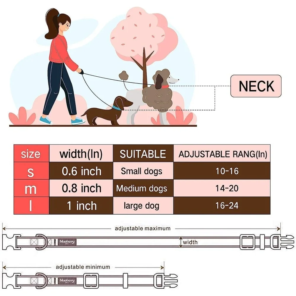 Nylon Floral‎ Collar Dog Puppy Adjustable for Small Medium Large Pets Size L